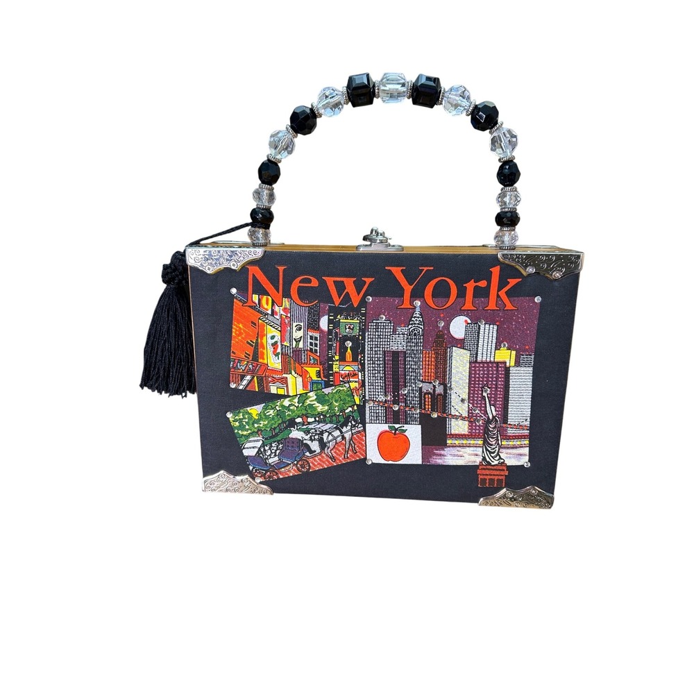 New York City Souvenir Beaded‎ Handle Box Bag Purse Novelty Evening